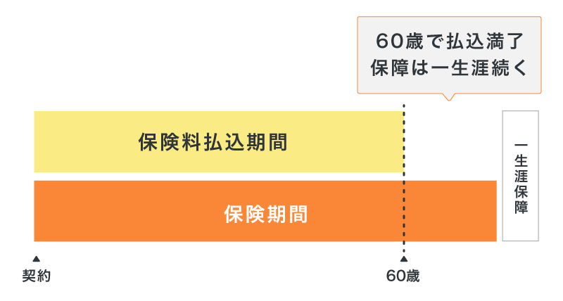 終身がん保険の有期払（60歳払込満了）のイメージ