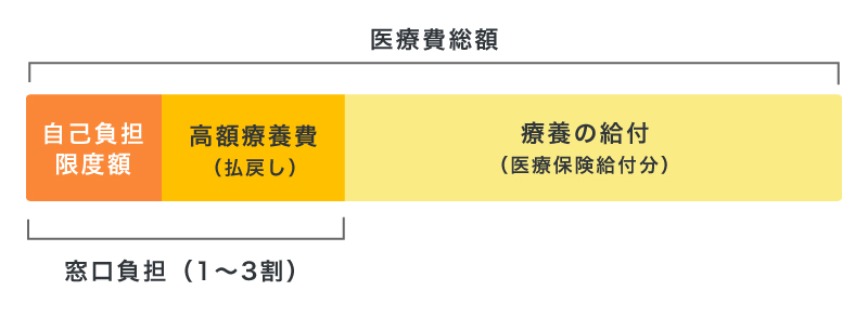 医療費総額における高額療養費のイメージ